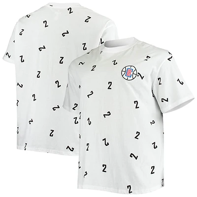 Men's Fanatics Kawhi Leonard White LA Clippers Big & Tall Allover Number T-Shirt