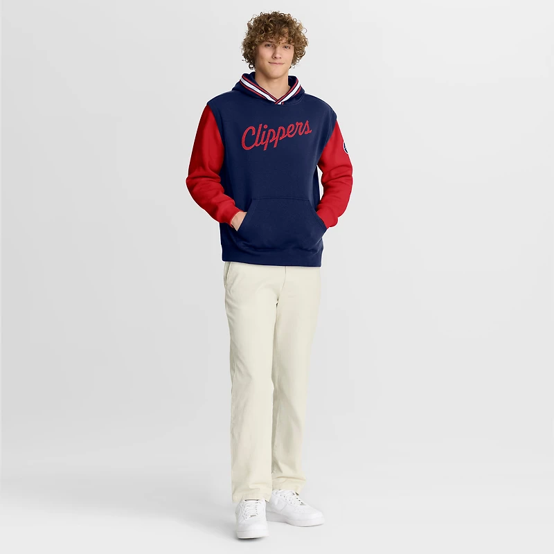 Men's Fanatics Navy/Red LA Clippers Half Court Shot Clock Fastbreak Hoodie