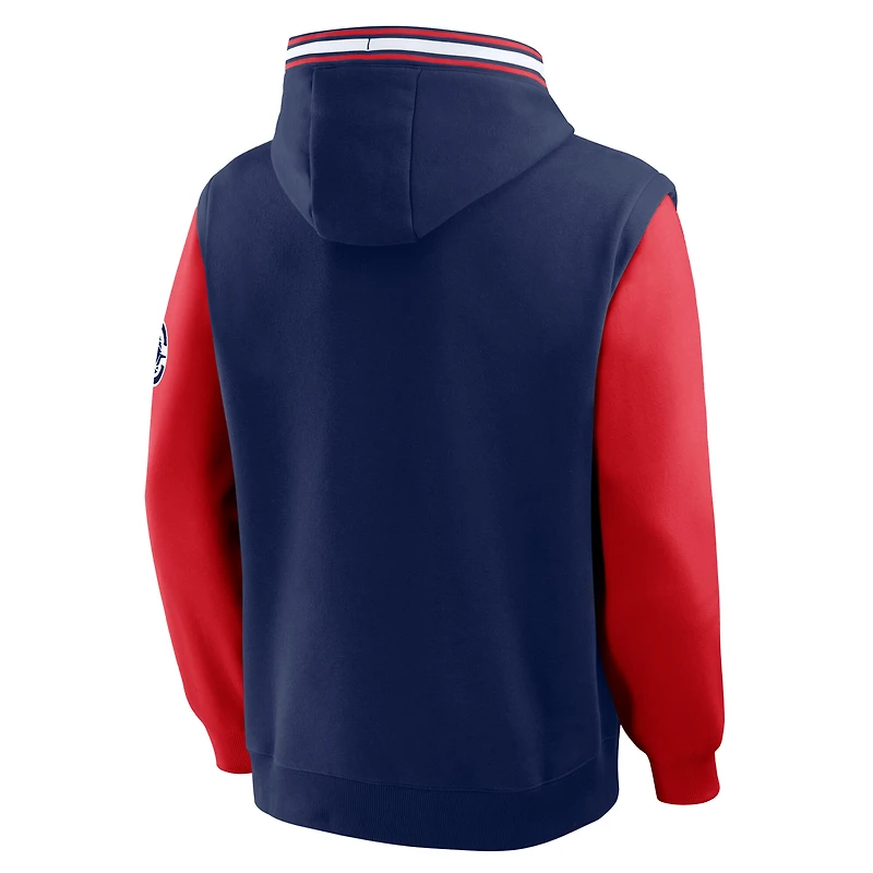 Men's Fanatics Navy/Red LA Clippers Half Court Shot Clock Fastbreak Hoodie