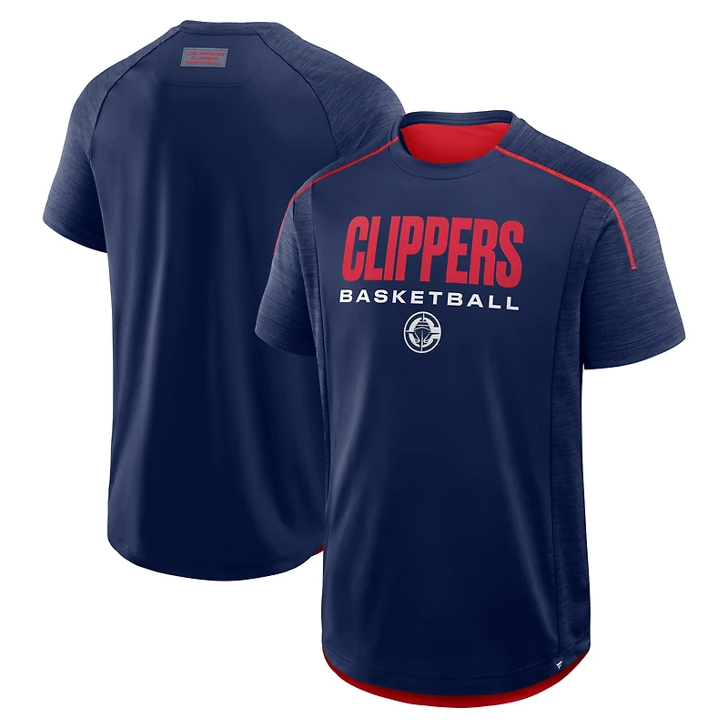 T-shirt d'entraînement de passe entrante Fanatics bleu marine pour homme des LA Clippers