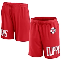 Short en maille à lancer franc Fanatics rouge LA Clippers pour hommes