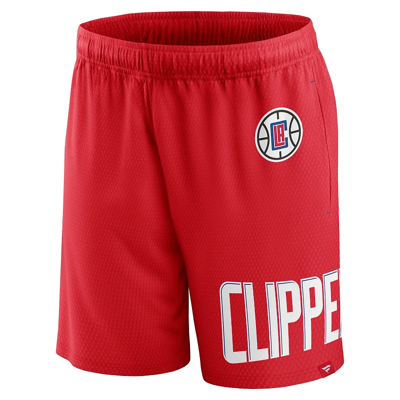 Short en maille à lancer franc Fanatics rouge LA Clippers pour hommes