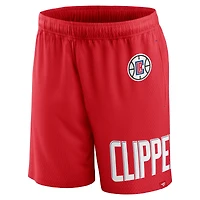 Short en maille à lancer franc Fanatics rouge LA Clippers pour hommes