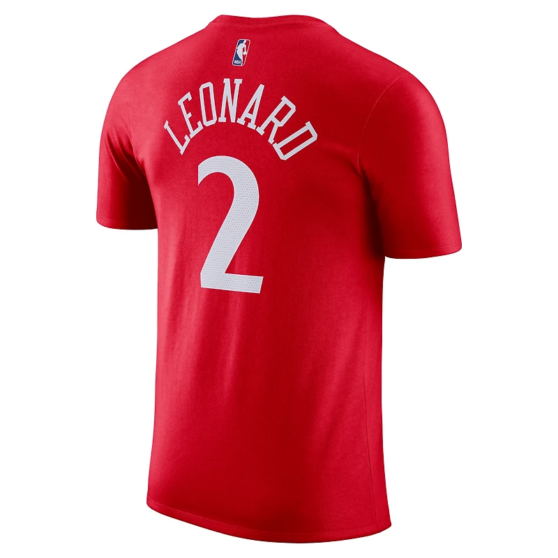 T-shirt Jordan Brand Kawhi Leonard rouge LA Clippers Statement Edition pour homme avec nom et numéro