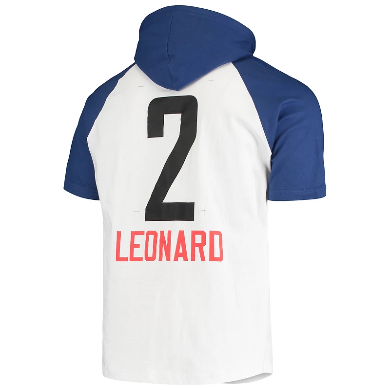 Sweat à capuche Kawhi Leonard pour homme Blanc/Royal LA Clippers Player Raglan