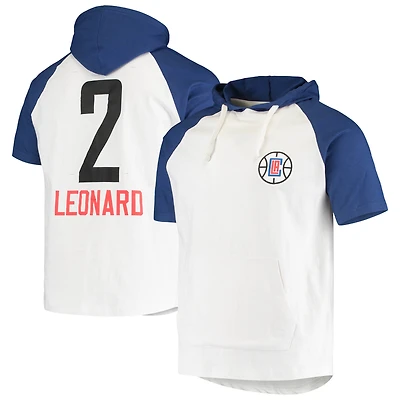 Sweat à capuche Kawhi Leonard pour homme Blanc/Royal LA Clippers Player Raglan