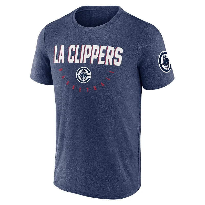 Men's Logo Athletic Heather Navy LA Clippers Block Practice Performance T-Shirt