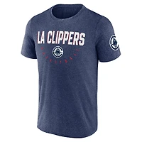 Men's Logo Athletic Heather Navy LA Clippers Block Practice Performance T-Shirt
