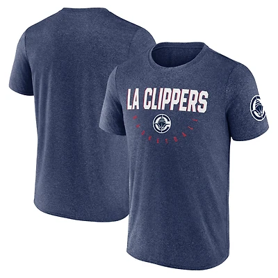 Men's Logo Athletic Heather Navy LA Clippers Block Practice Performance T-Shirt