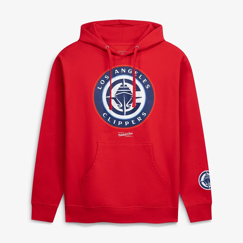 Sweat à capuche en polaire rouge Mitchell & Ness LA Clippers pour homme