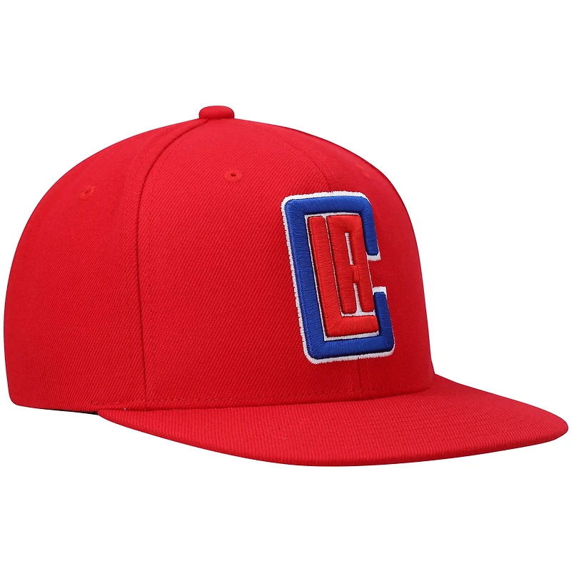 Men's Mitchell & Ness Red LA Clippers Ground 2.0 Snapback Hat