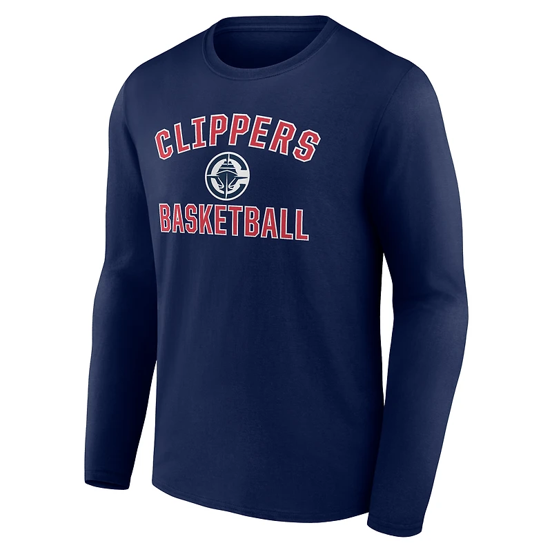 Men's Navy LA Clippers Victory Arch Long Sleeve T-Shirt
