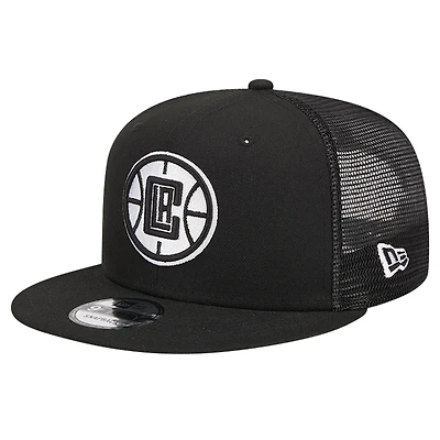 Men's New Era Black LA Clippers 9FIFTY Snapback Trucker Hat