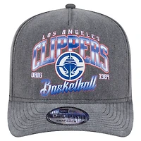 Men's New Era  Charcoal LA Clippers Throwback Washed Pre-Curved 9FIFTY Snapback Hat