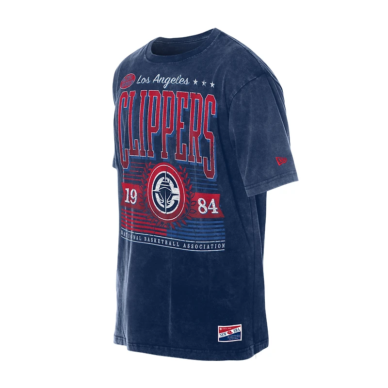 Men's New Era Navy LA Clippers Oversized Throwback Collection Mineral Wash T-Shirt