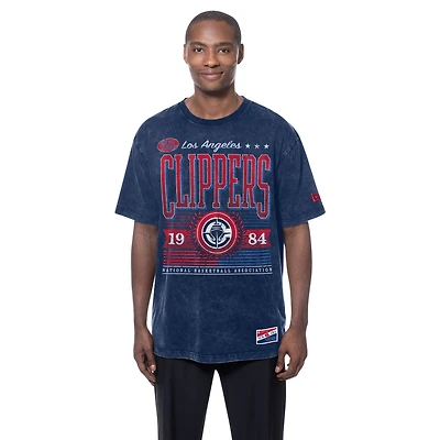 Men's New Era  Navy LA Clippers Oversized Throwback Collection Mineral Wash T-Shirt