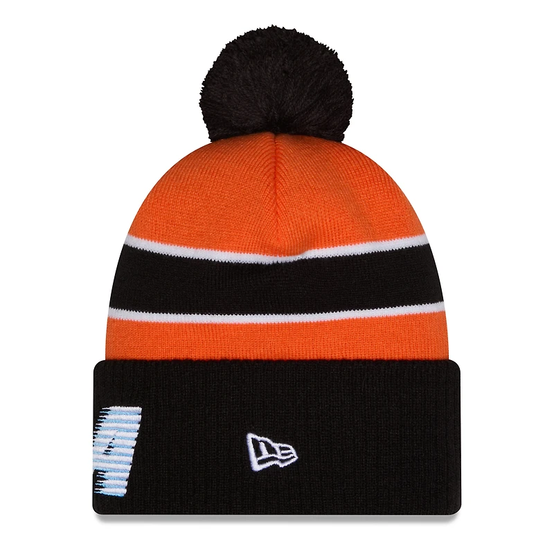 Bonnet à revers New Era orange et noir LA Clippers édition City 2025/26 pour homme avec pompon