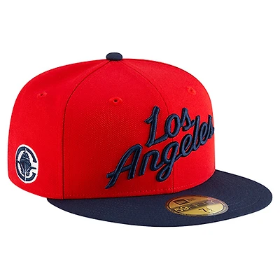 Men's New Era  Red LA Clippers Statement Edition Jersey Hook 59Fifty Fitted Hat