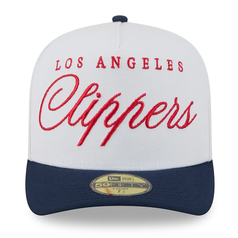 Casquette ajustée New Era 59FIFTY blanche/bleu marine LA Clippers 2025 NBA Draft pour homme