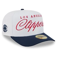 Casquette ajustée New Era 59FIFTY blanche/bleu marine LA Clippers 2025 NBA Draft pour homme