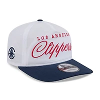 Casquette ajustable New Era 19TWENTY en nylon blanc/bleu marine pour homme, draft NBA 2025, Los Angeles Clippers