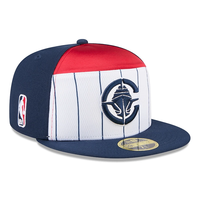 Casquette ajustée New Era 59FIFTY pour homme, blanche et marine, LA Clippers, collection NBA 2025 Tip Off.
