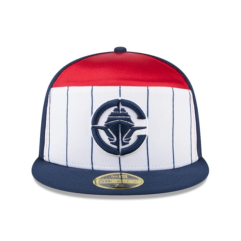 Casquette ajustée New Era 59FIFTY pour homme, blanche et marine, LA Clippers, collection NBA 2025 Tip Off.