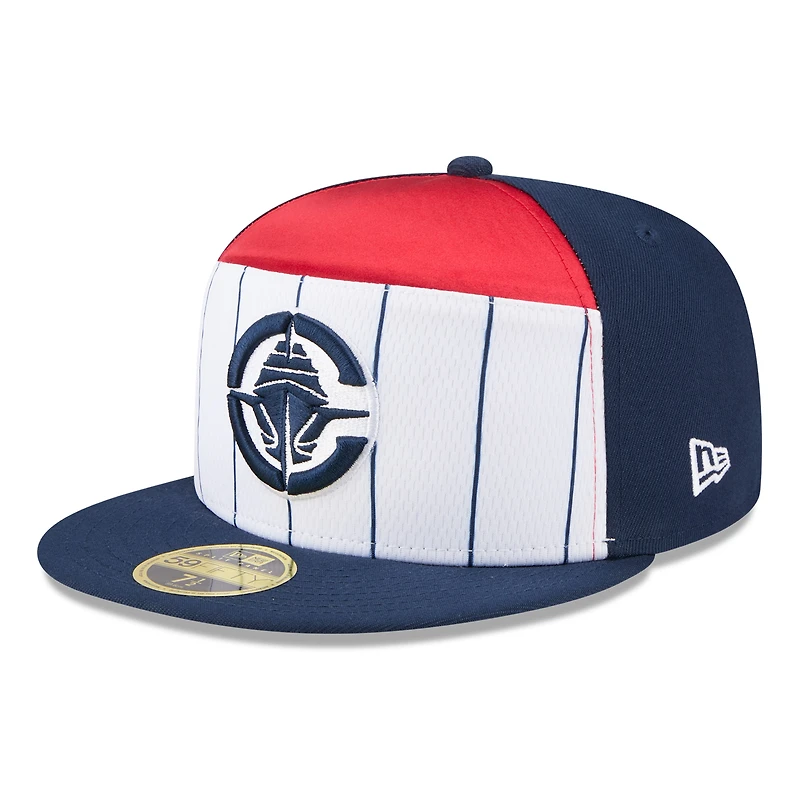 Casquette ajustée New Era 59FIFTY pour homme, blanche et marine, LA Clippers, collection NBA 2025 Tip Off.