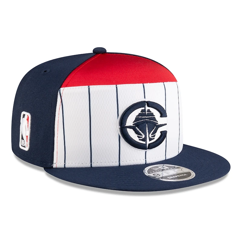 Casquette New Era blanche/bleu marine LA Clippers 2025 NBA Tip Off Split Panel 9FIFTY Snapback pour homme