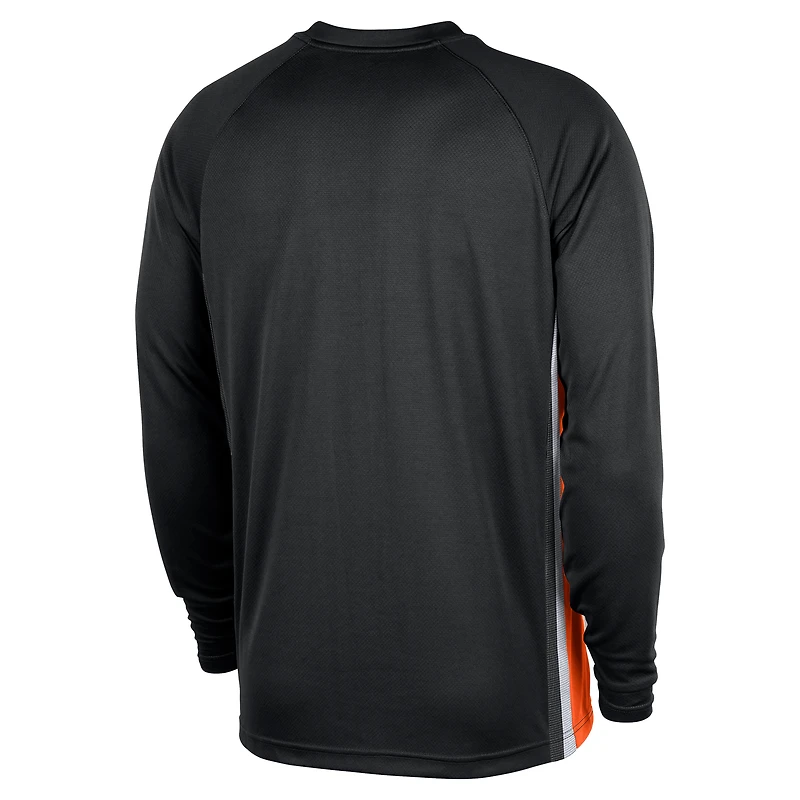 T-shirt d'entraînement à manches longues Nike LA Clippers City Edition 2025/26 pour homme, noir, authentique, Dri-FIT, avant-match