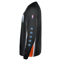 T-shirt d'entraînement à manches longues Nike LA Clippers City Edition 2025/26 pour homme, noir, authentique, Dri-FIT, avant-match