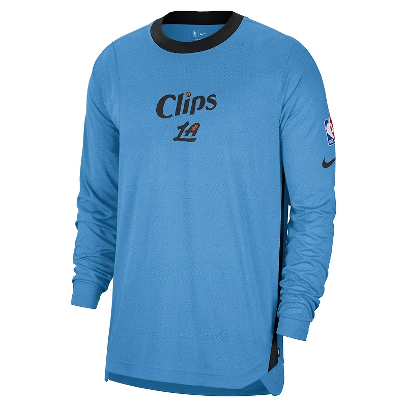 Men's Nike Blue LA Clippers 2024/25 City Edition Authentic Pregame Performance Long Sleeve Shooting T-Shirt