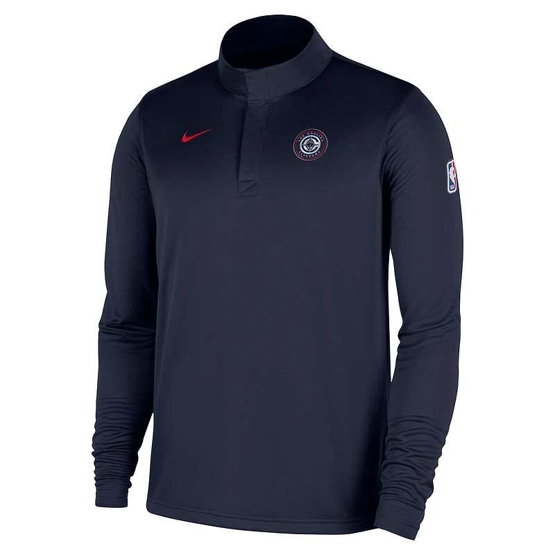 Haut Nike bleu marine LA Clippers 2025/26 Authentic Coaches Dri-Fit à quart de zip pour homme