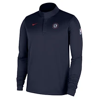 Haut Nike bleu marine LA Clippers 2025/26 Authentic Coaches Dri-Fit à quart de zip pour homme