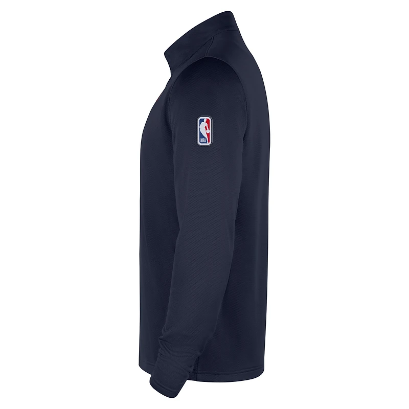 Haut Nike bleu marine LA Clippers 2025/26 Authentic Coaches Dri-Fit à quart de zip pour homme