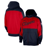 Sweat à capuche entièrement zippé Nike Navy LA Clippers Authentic On-Court Showtime Performance pour homme