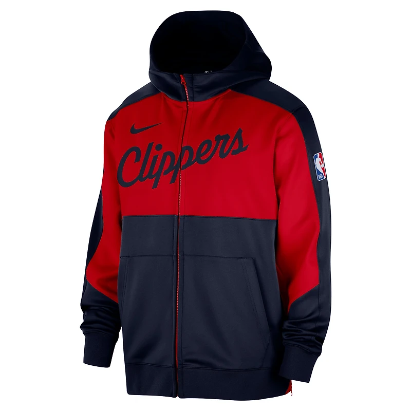 Sweat à capuche entièrement zippé Nike Navy LA Clippers Authentic On-Court Showtime Performance pour homme
