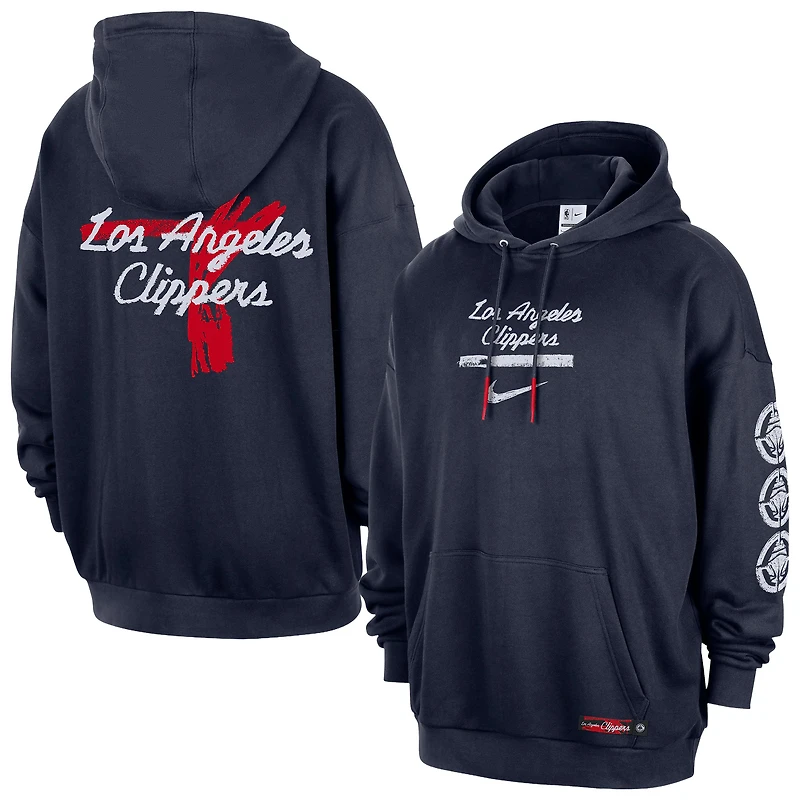 Sweat à capuche premium Nike LA Clippers Courtside Club bleu marine pour homme