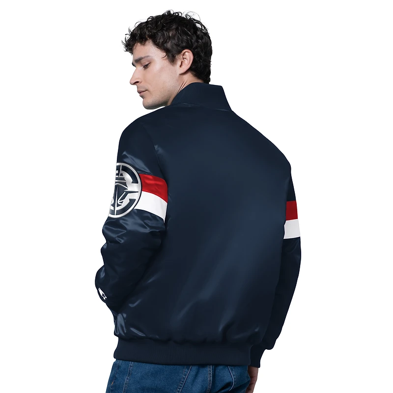 Veste en satin à boutons-pression triple option pour homme des LA Clippers, bleu marine
