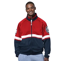 Men's Starter Red/White LA Clippers The Veteran Tricot Track Raglan Full-Zip Jacket
