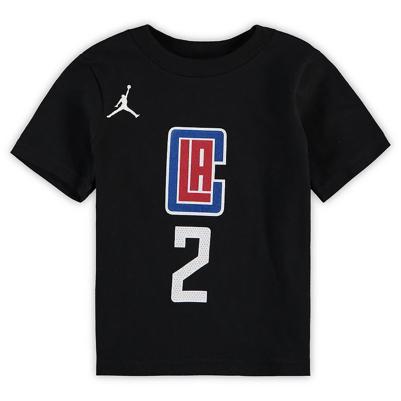 T-shirt avec nom et numéro Jordan Brand Kawhi Leonard noir LA Clippers Statement Edition pour tout-petit