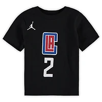 T-shirt avec nom et numéro Jordan Brand Kawhi Leonard noir LA Clippers Statement Edition pour tout-petit