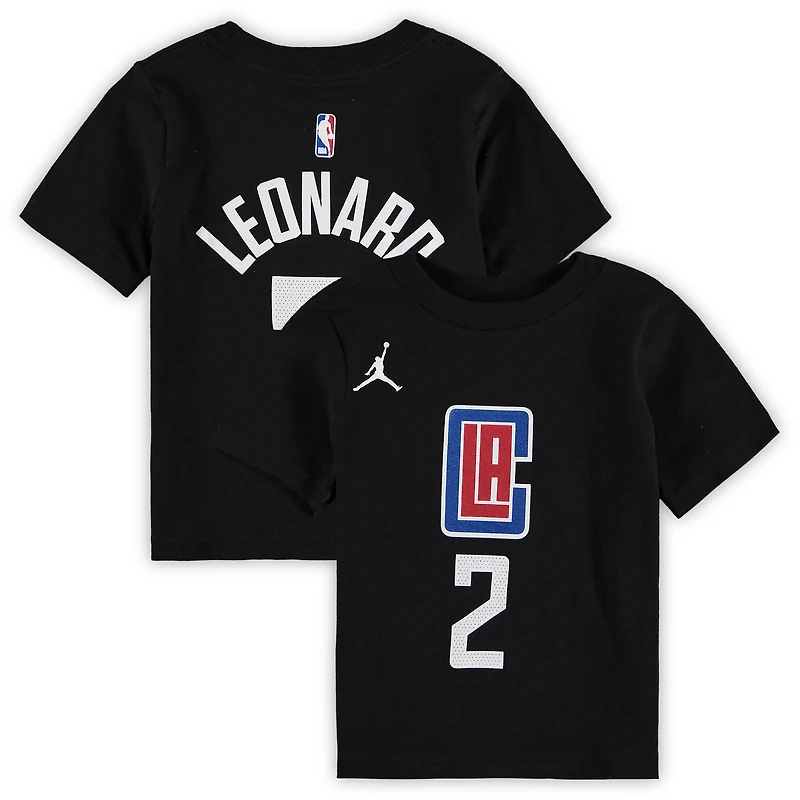 T-shirt avec nom et numéro Jordan Brand Kawhi Leonard noir LA Clippers Statement Edition pour tout-petit