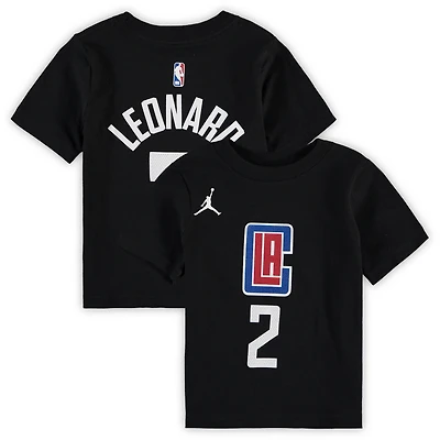 T-shirt avec nom et numéro Jordan Brand Kawhi Leonard noir LA Clippers Statement Edition pour tout-petit