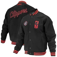 Veste universitaire unisexe FISLL noire LA Clippers Logoman Shadow Collection à boutons-pression