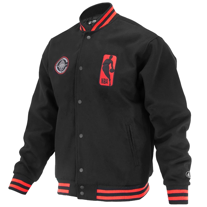 Veste universitaire unisexe FISLL noire LA Clippers Logoman Shadow Collection à boutons-pression
