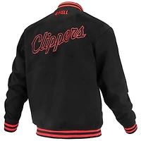 Veste universitaire unisexe FISLL noire LA Clippers Logoman Shadow Collection à boutons-pression