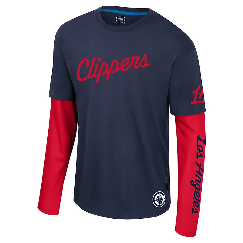 Unisex Stadium Essentials Navy LA Clippers Spectator 2fer Long Sleeve  T-Shirt