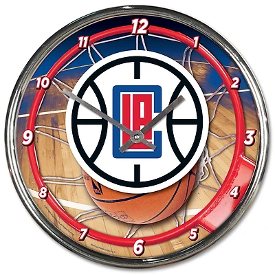 Horloge murale chromée WinCraft LA Clippers