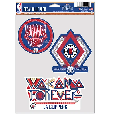 WinCraft LA Clippers Three-Pack Black Panther 2 Fan Decal Set